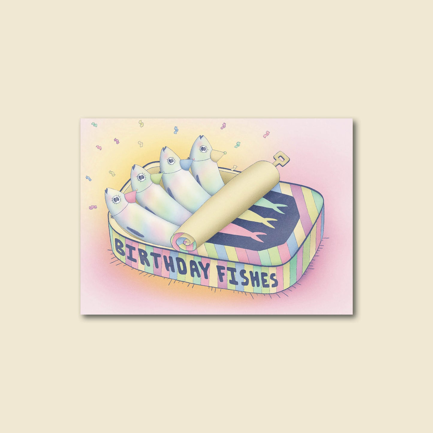 "Birthday Fishes" Cute Sardine Greeting Card