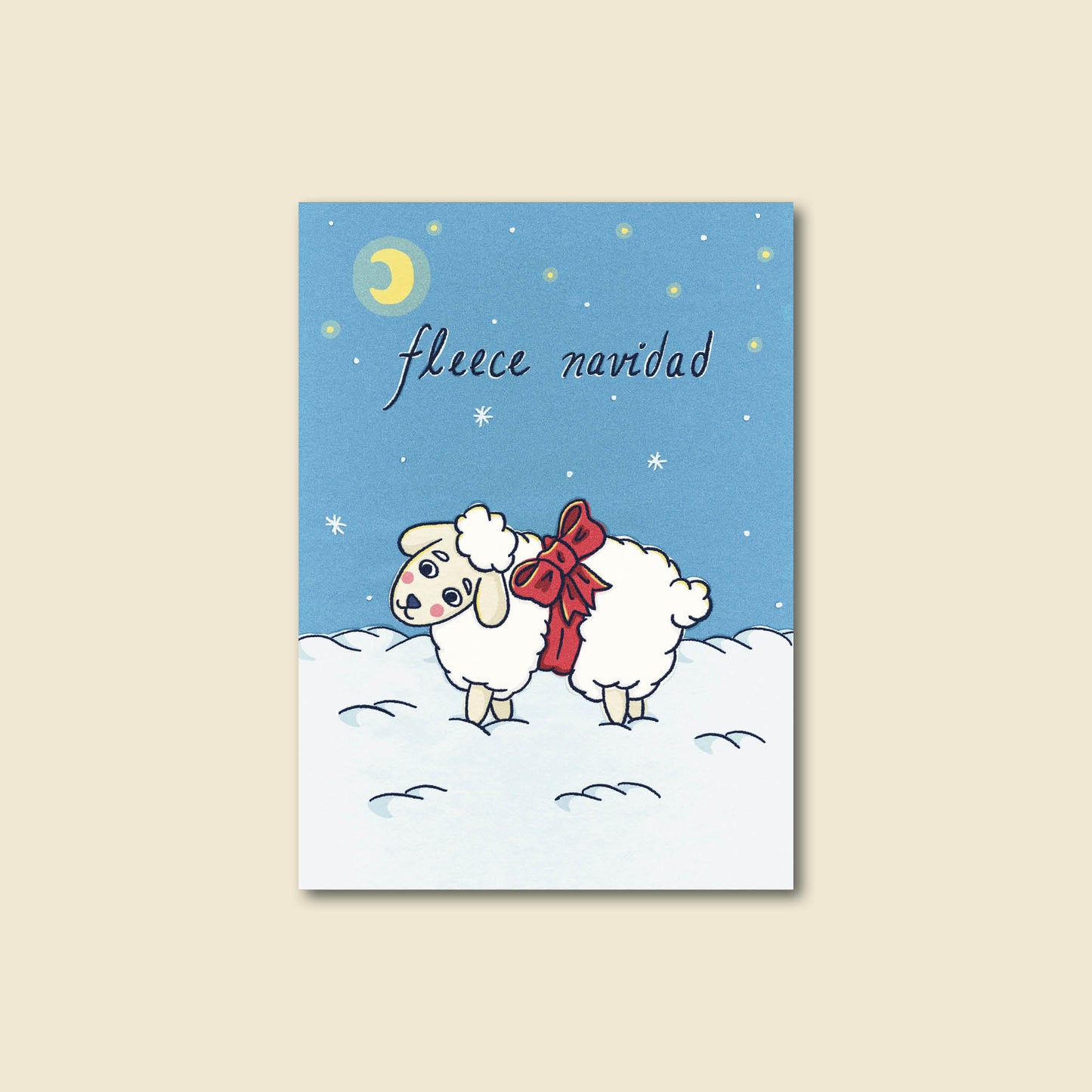 "Fleece Navidad" Cute Sheep Holiday Greeting Card