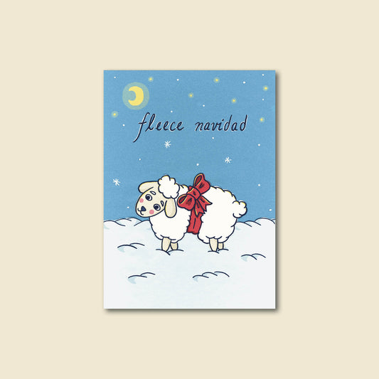 "Fleece Navidad" Cute Sheep Holiday Greeting Card