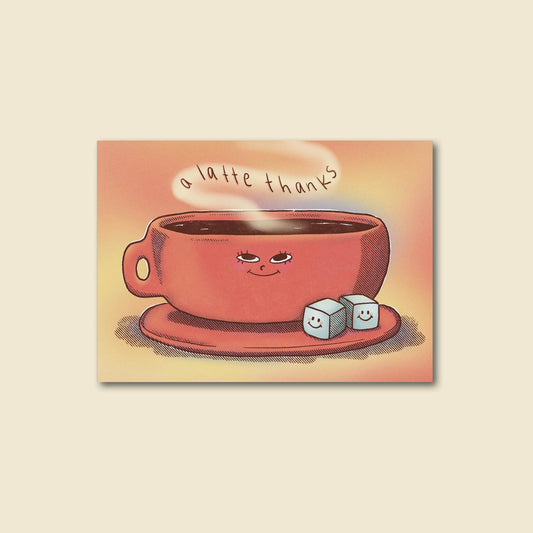 "Latte Thanks" Cute Coffee Themed Greeting Card