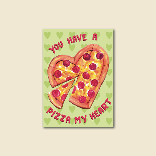 "Pizza My Heart" Colourful Love Pun Greeting Card