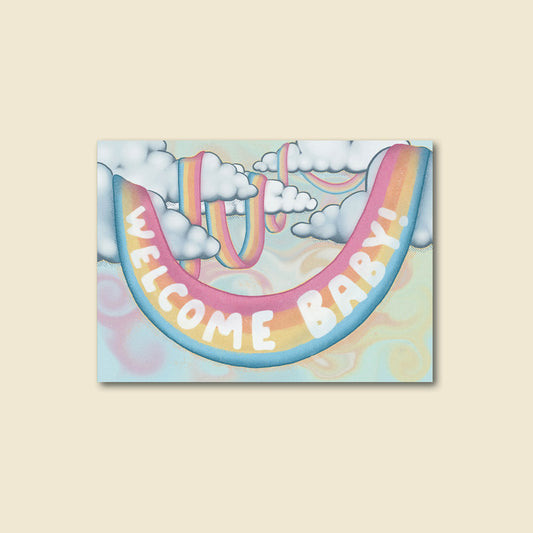 "Rainbow Welcome" Sweet New Baby Greeting Card