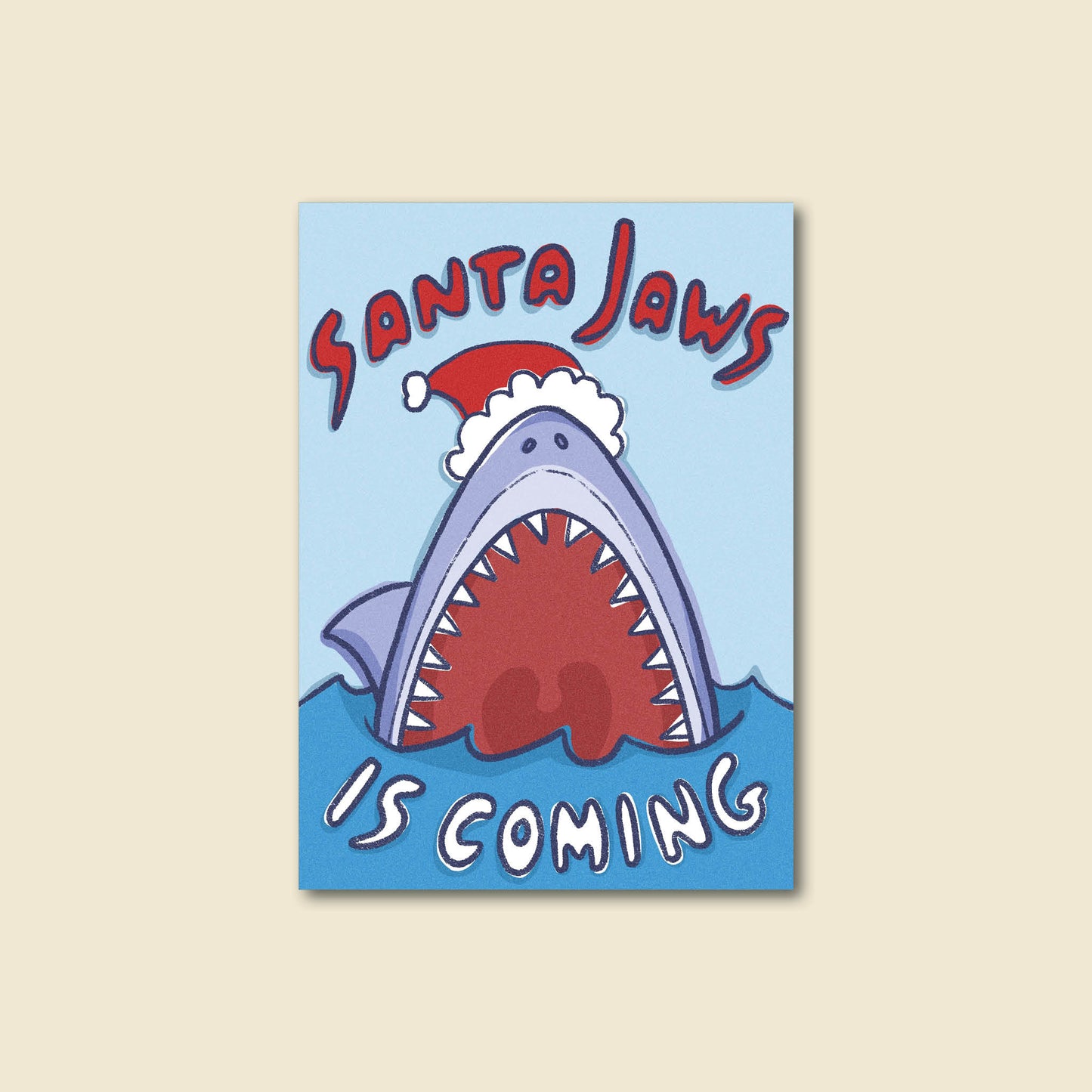 "Santa Jaws" Funny Shark Pun Christmas Card
