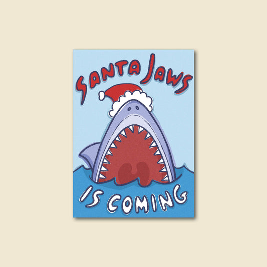 "Santa Jaws" Funny Shark Pun Christmas Card