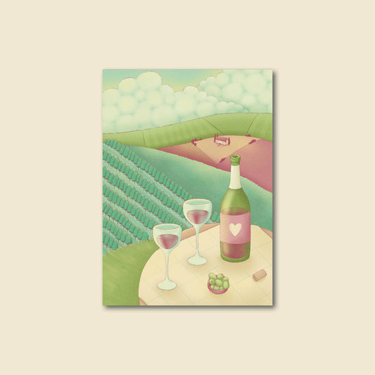 "Wine For Two" Beautiful Celebration Love Greeting Card
