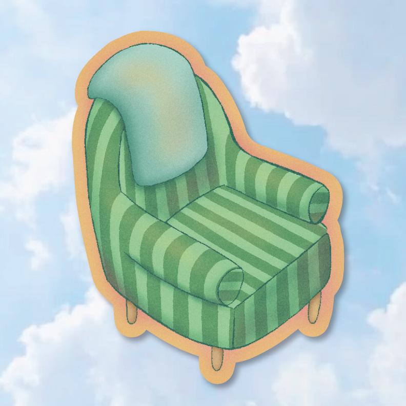 "Favourite Armchair" Cute and Cozy Vinyl Sticker