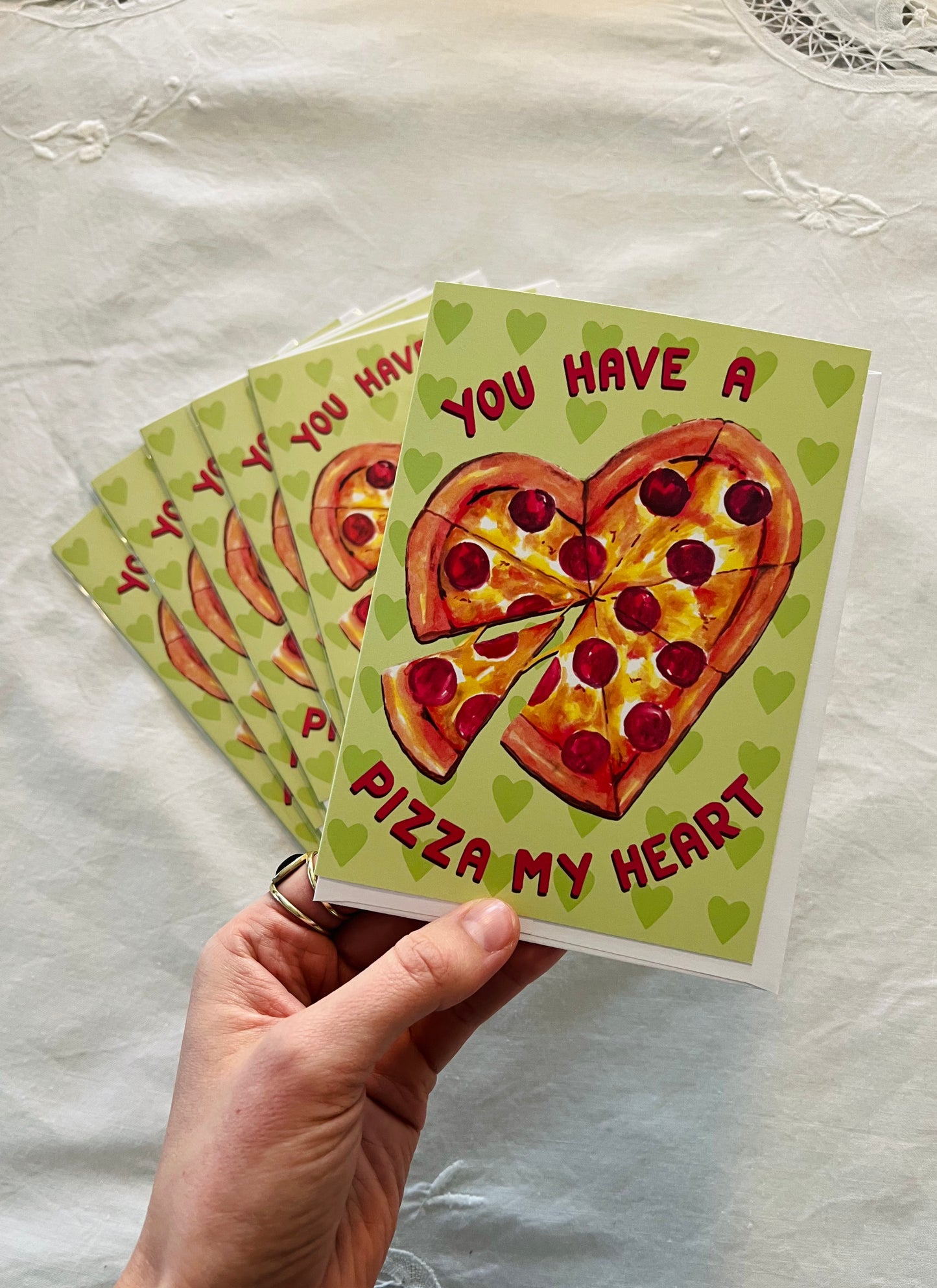 "Pizza My Heart" Colourful Love Pun Greeting Card