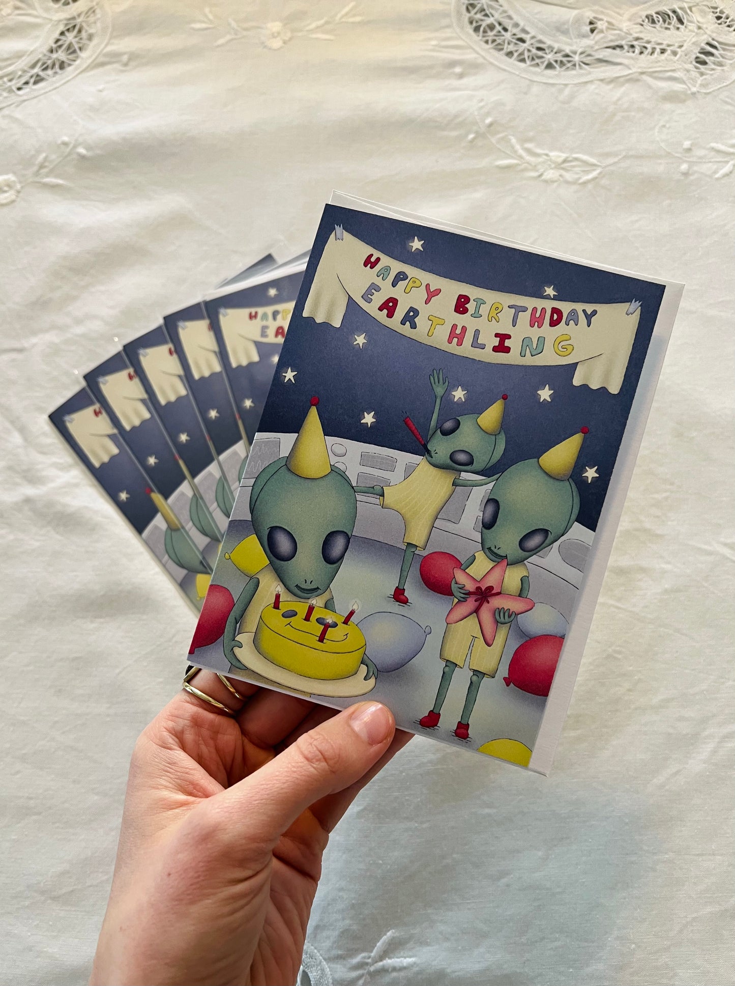 "Earthling" Cute Alien Birthday Card