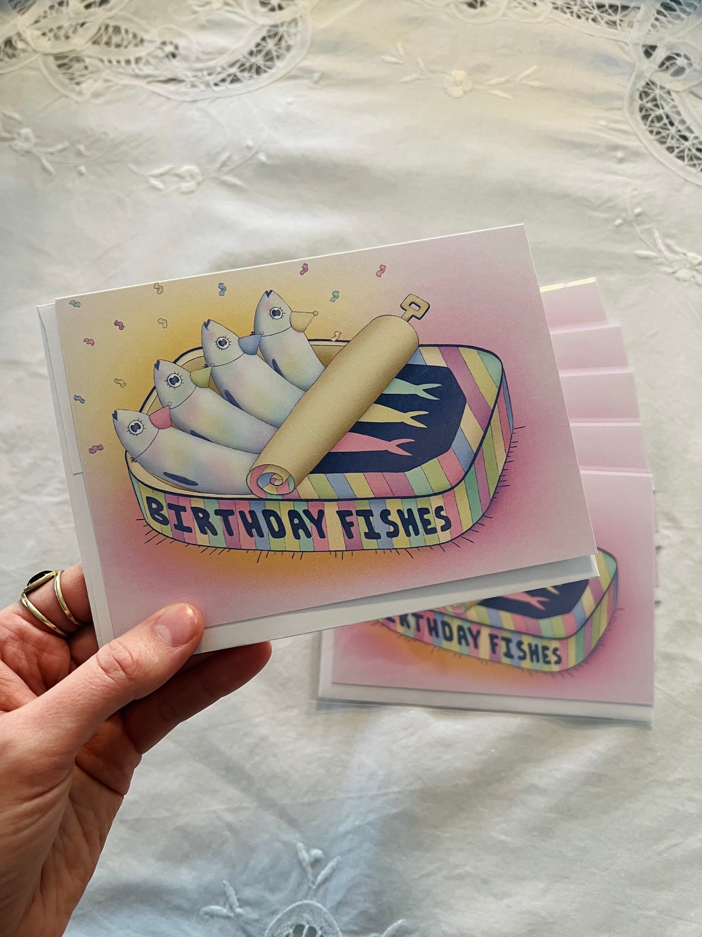 "Birthday Fishes" Cute Sardine Greeting Card