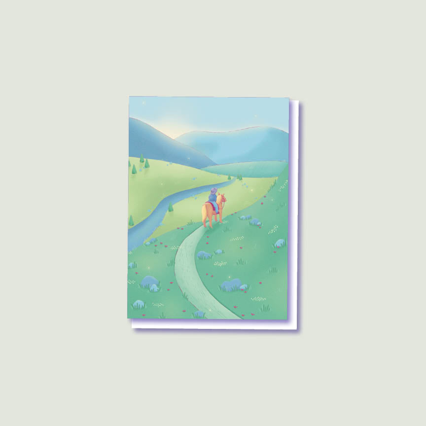 "A Beautiful Life" Peaceful mountain view greeting card.