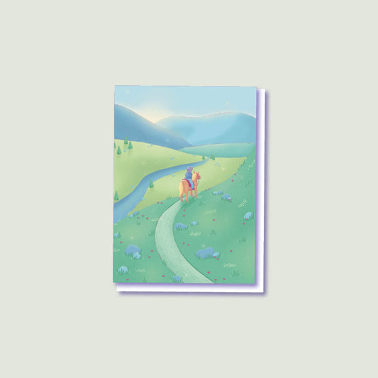 "A Beautiful Life" Peaceful mountain view greeting card.