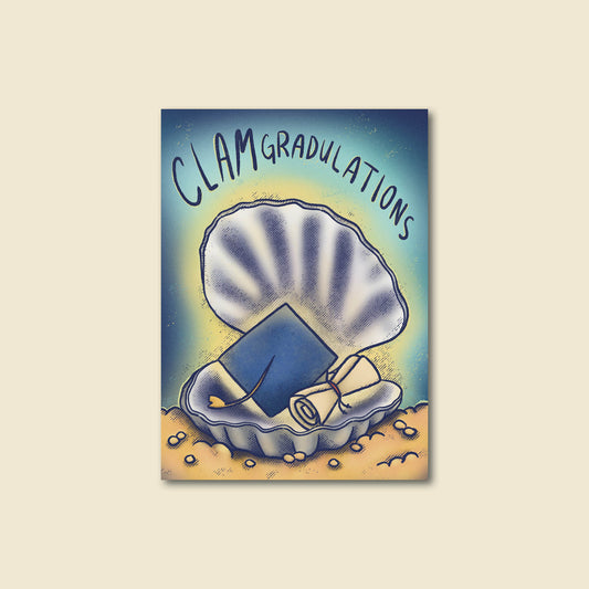 "Clam-gradulations" Funny Graduation Greeting Card