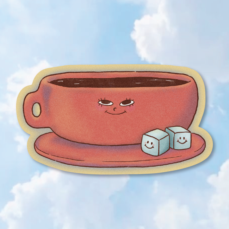 "Latte" Cute Coffee and Sugar Die Cut Vinyl Sticker
